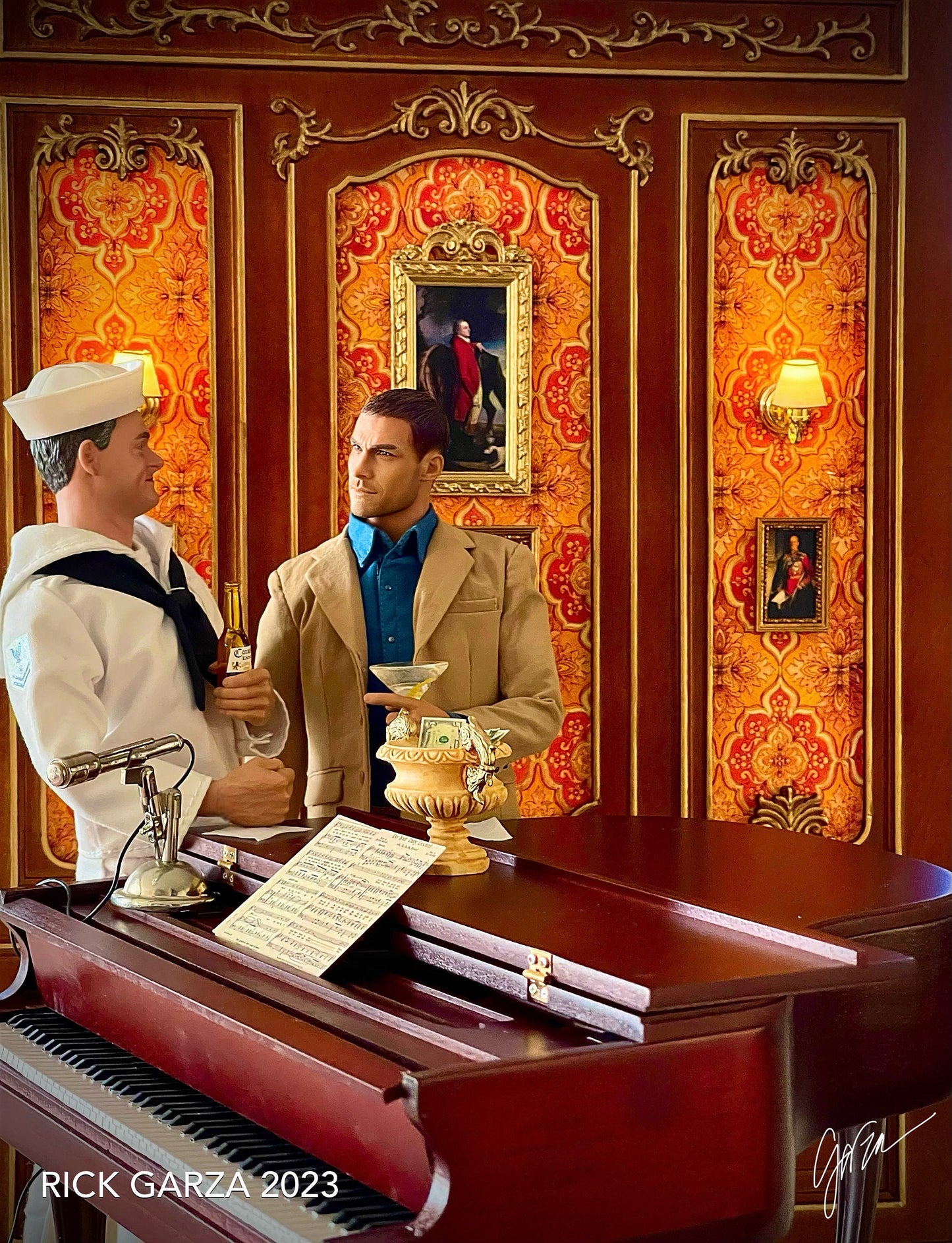 Wall panel in 1:6 scale  or background for photographs dolls collectors WALNUT Royal paneling line Handcrafted dollhouse miniature