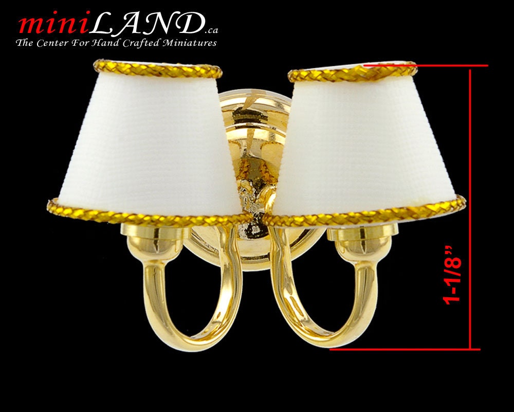 Dbl Brass Sconce for Dollhouse miniature light SUPER BRIGHT LED battery operated