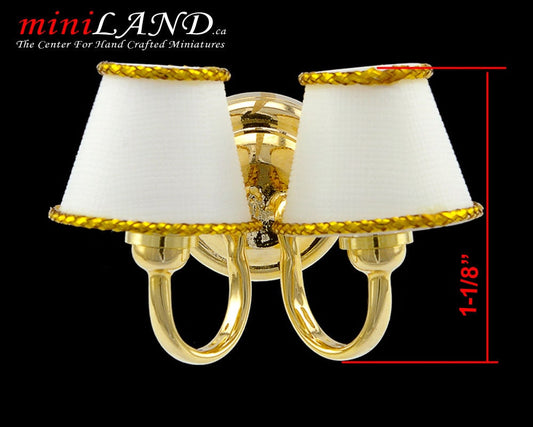 Dbl Brass Sconce for Dollhouse miniature light SUPER BRIGHT LED battery operated