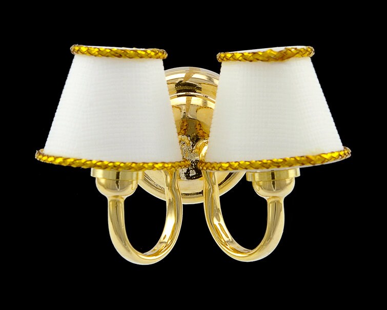 Dbl Brass Sconce for Dollhouse miniature light SUPER BRIGHT LED battery operated