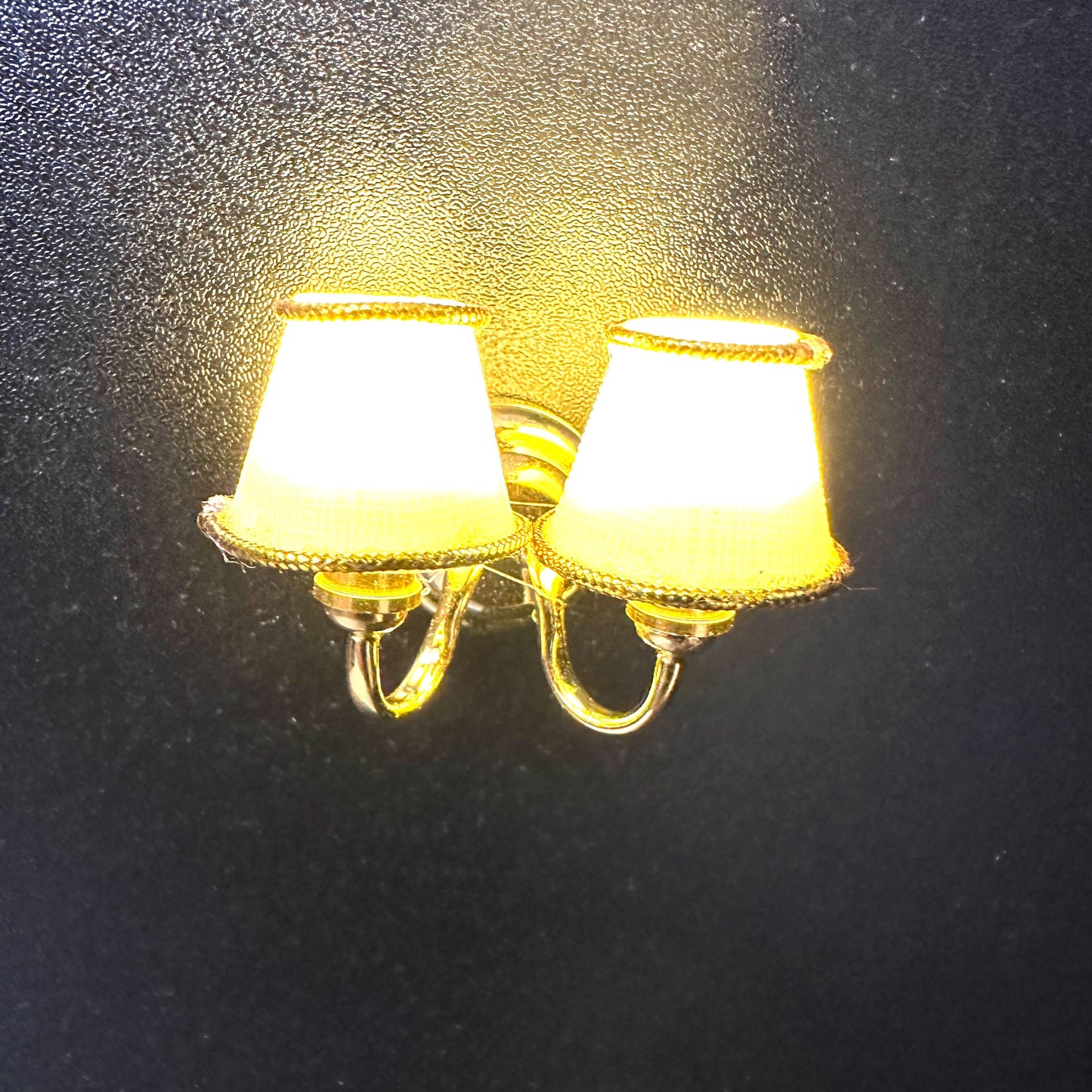 Dbl Brass Sconce for Dollhouse miniature light SUPER BRIGHT LED battery operated