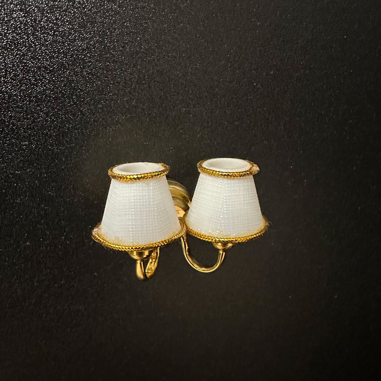 Dbl Brass Sconce for Dollhouse miniature light SUPER BRIGHT LED battery operated