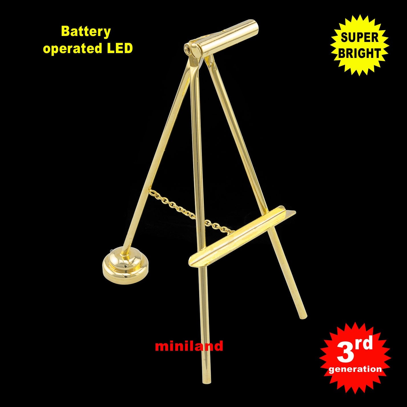 Chevalet lampe LED pour maison de poupée, lampe miniature à piles, interrupteur marche/arrêt, support de tableau, peinture super brillante, fonctionne avec piles