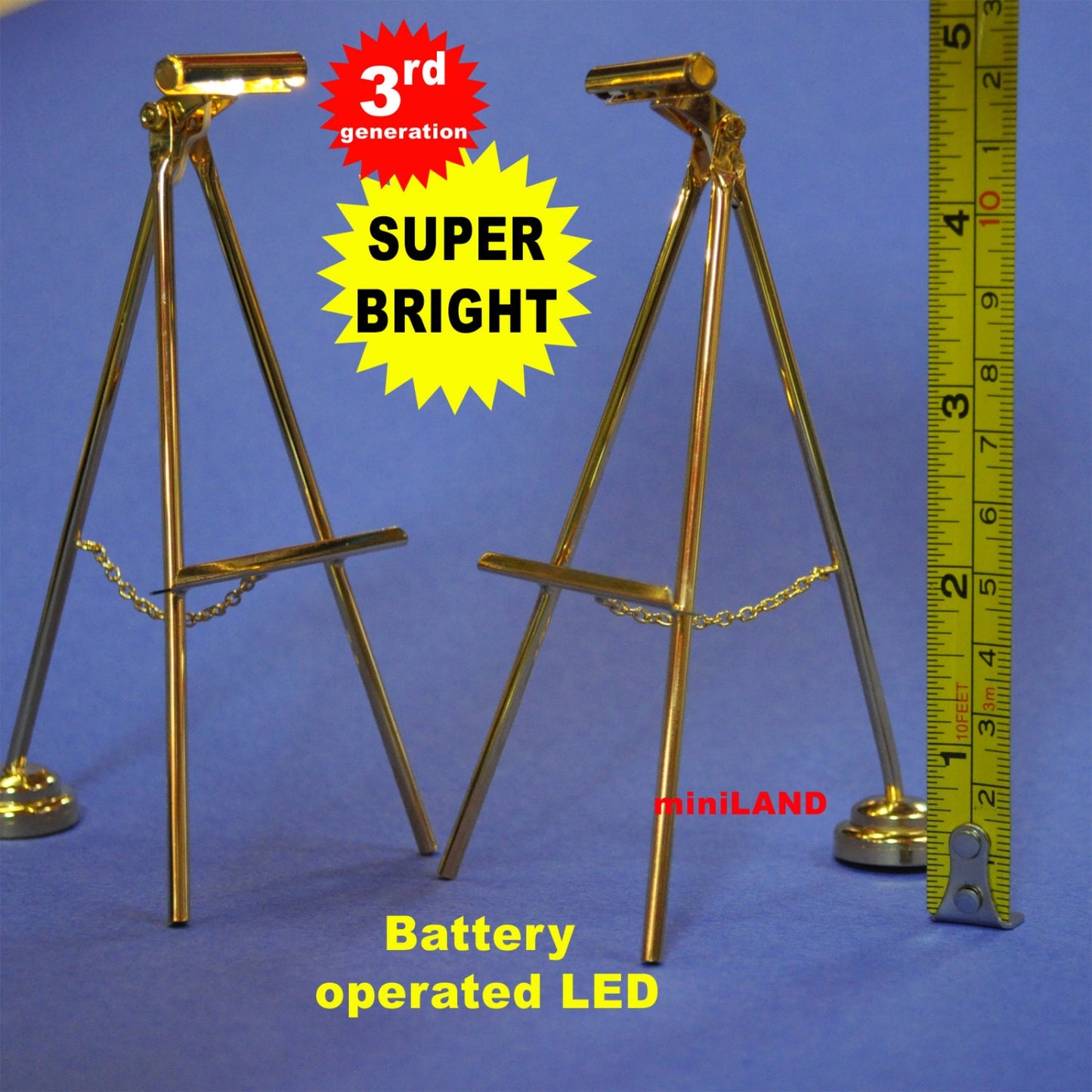 Chevalet lampe LED pour maison de poupée, lampe miniature à piles, interrupteur marche/arrêt, support de tableau, peinture super brillante, fonctionne avec piles