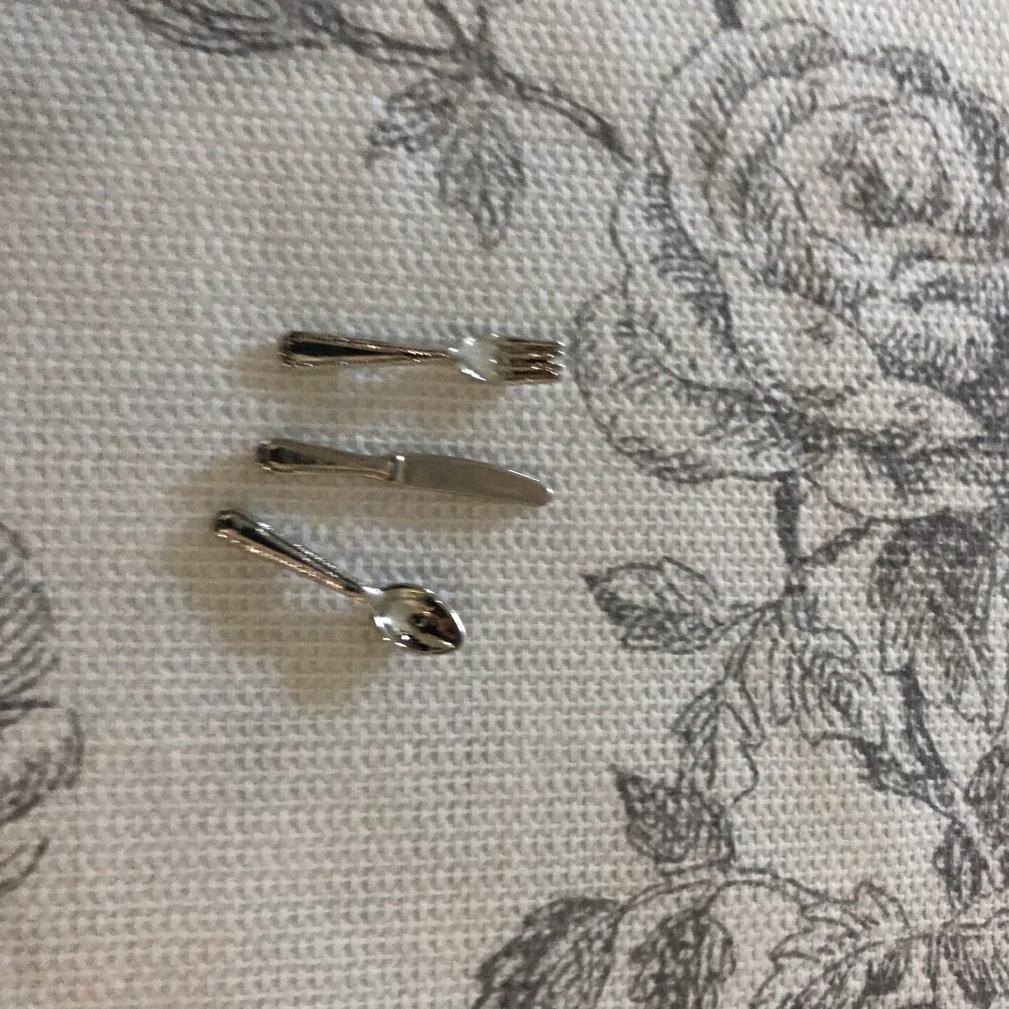 Mini set of cutlery fork knife spoon for a kitchen 1:12 Scale dollhouse miniature handmade food table setting loose