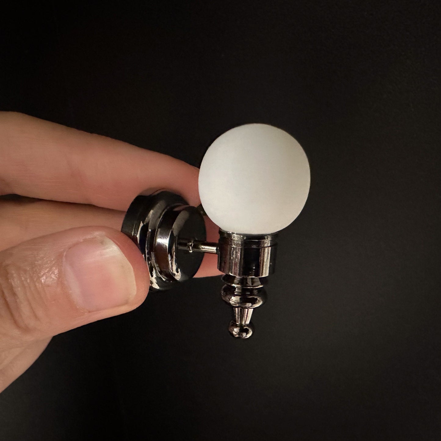 White frosted Globe bulb Wall Sconce LED Super bright with On/off switch for dollhouse miniature 1:12 replaceable battery