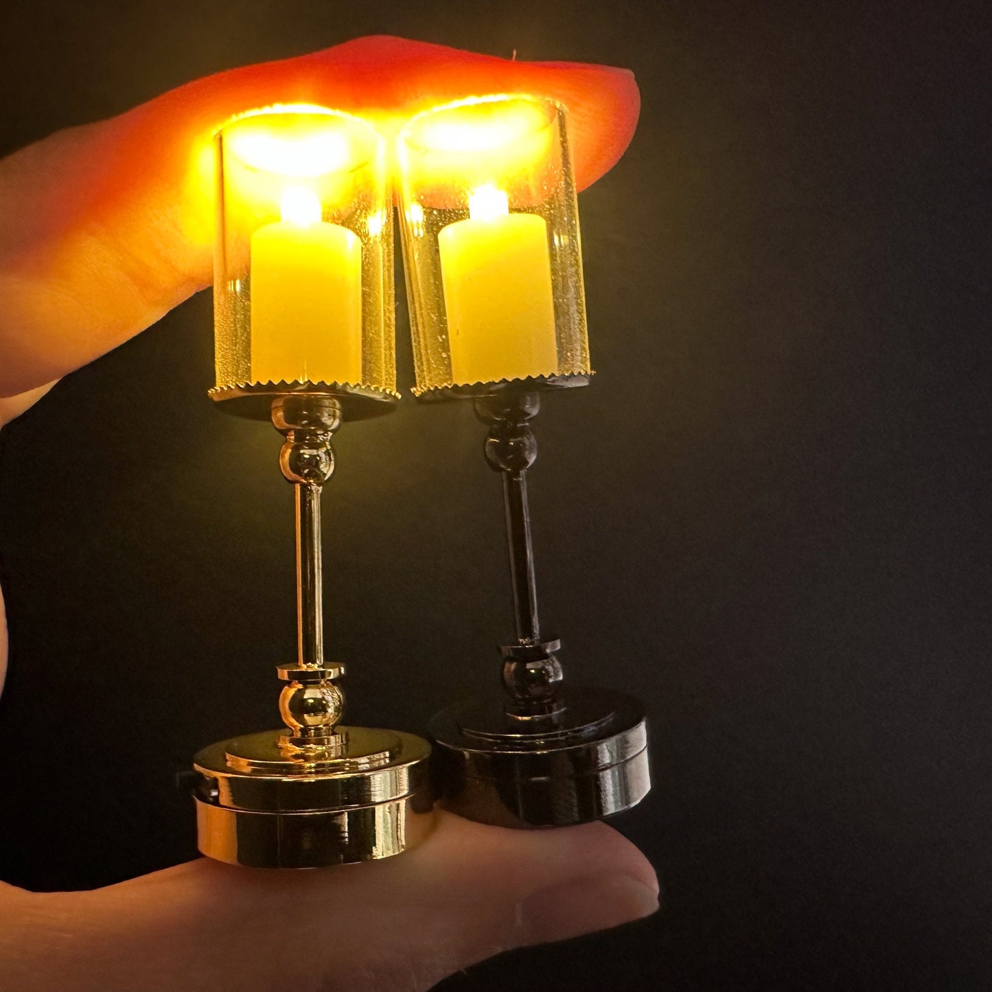Lampe de table à bougie sur pied, chandelier, super lumineuse, avec interrupteur marche/arrêt, pour miniatures de maison de poupée à l'échelle 1:12