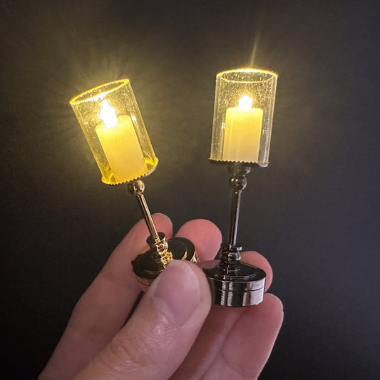 Standing candle table lamp candlestick  Super bright  with on/off switch for 1:12 scale dollhouse miniatures