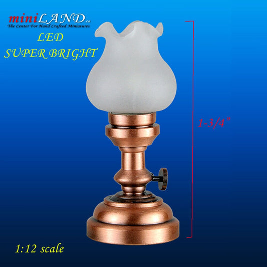 Copper tulip table Lamp LED Super bright with On/off switch for 1:12 dollhouse miniature