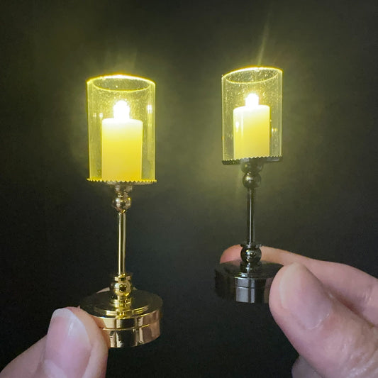 Standing candle table lamp candlestick  Super bright  with on/off switch for 1:12 scale dollhouse miniatures
