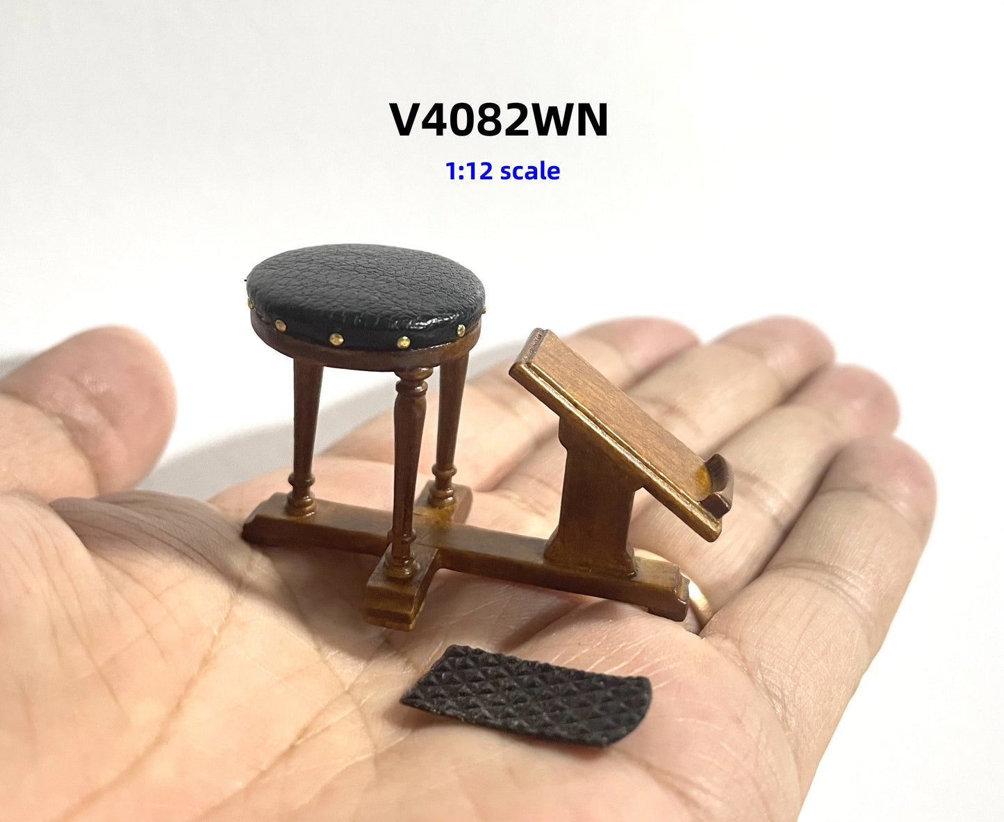 Jacobean style Miniature 1:12 scale Circa Early 1900s Walnut Salesman Sizing Fitting Stool Bench Foot Rest chair for dollhouse shoes feet