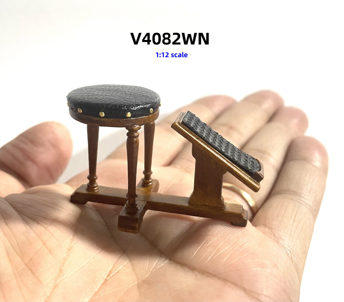 Jacobean style Miniature 1:12 scale Circa Early 1900s Walnut Salesman Sizing Fitting Stool Bench Foot Rest chair for dollhouse shoes feet