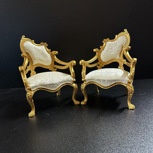 1:6 scale Top Quality set of two chairs (Left and right) Gold  dollhouse miniature For fashion dolls handcrafted