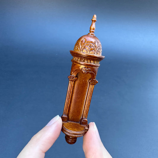 Small Carved Wall WALNUT niche for dollhouse miniatures 1:12 scale handcrafted walnut hanging shelf decorated