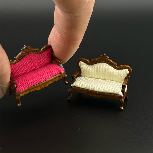 1:48 1/4"  Victorian Sofa for living room dollhouse 1/48 Top Quality White or Pink