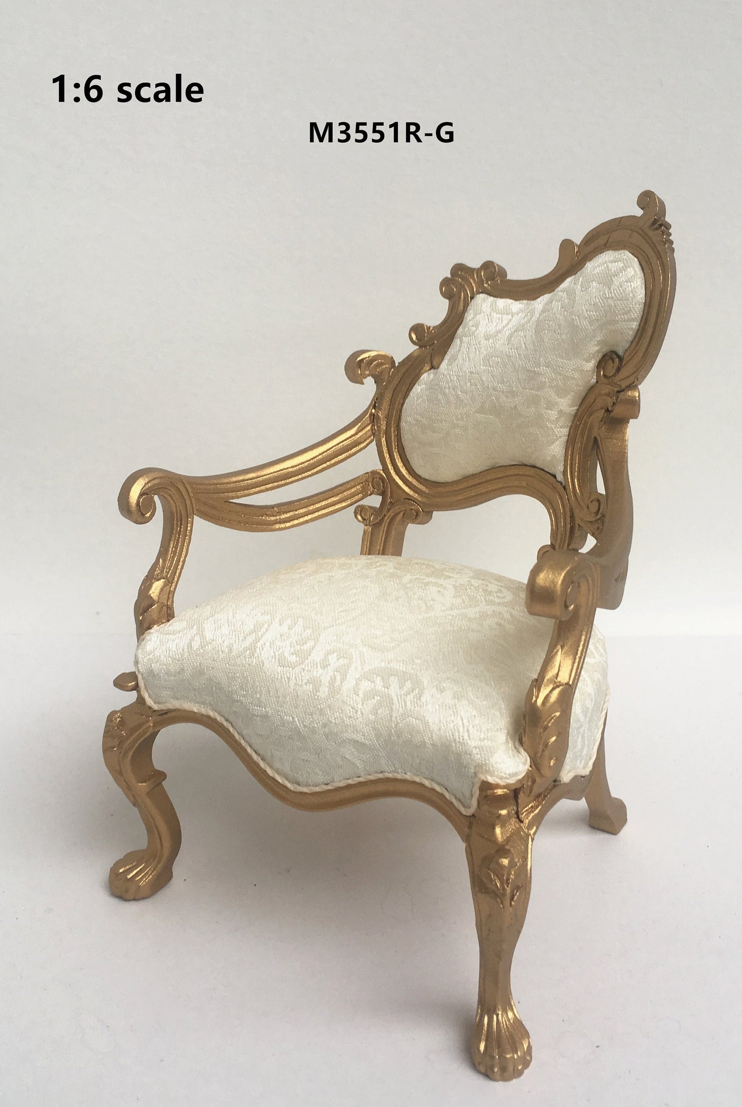 1:6 scale Top Quality set of two chairs (Left and right) Gold  dollhouse miniature For fashion dolls handcrafted
