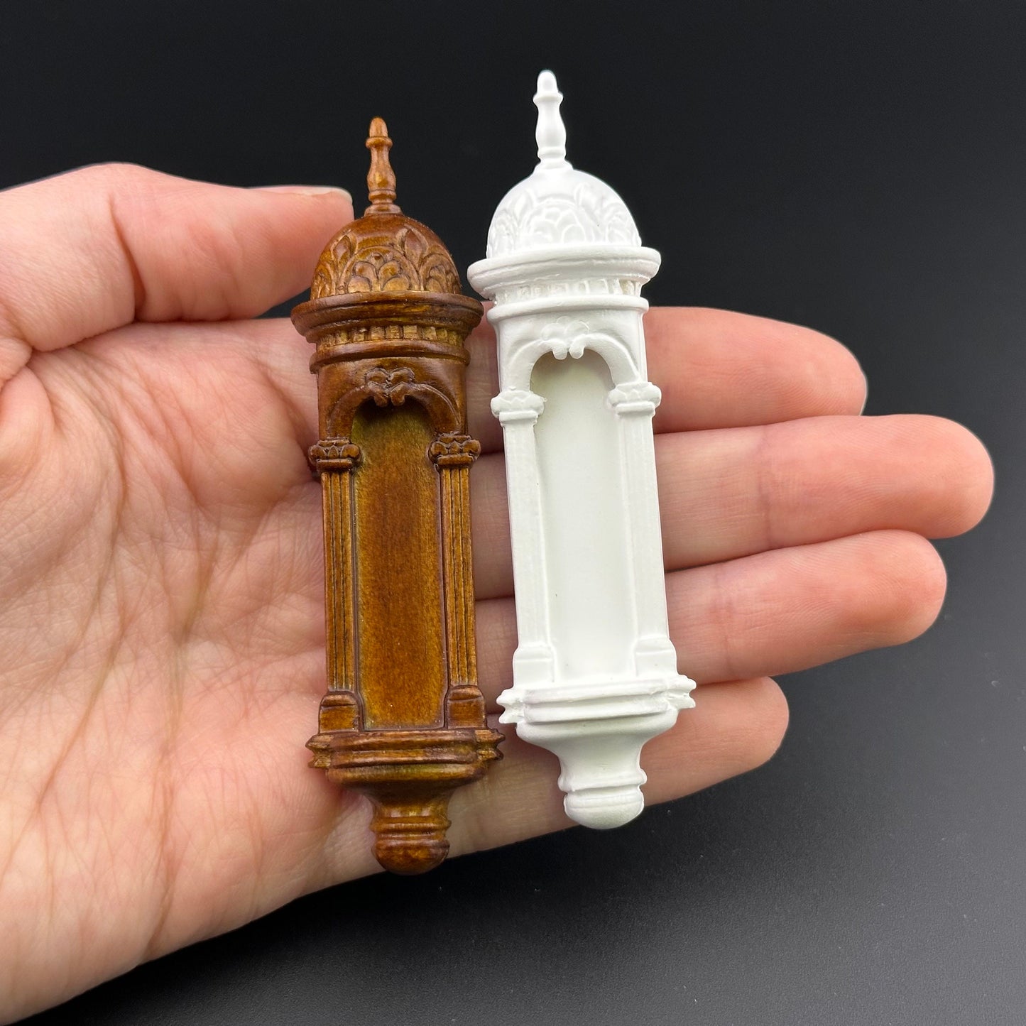 Small Victorian WHITE Carved Wall niche for dollhouse miniatures 1:12 scale wood handcrafted