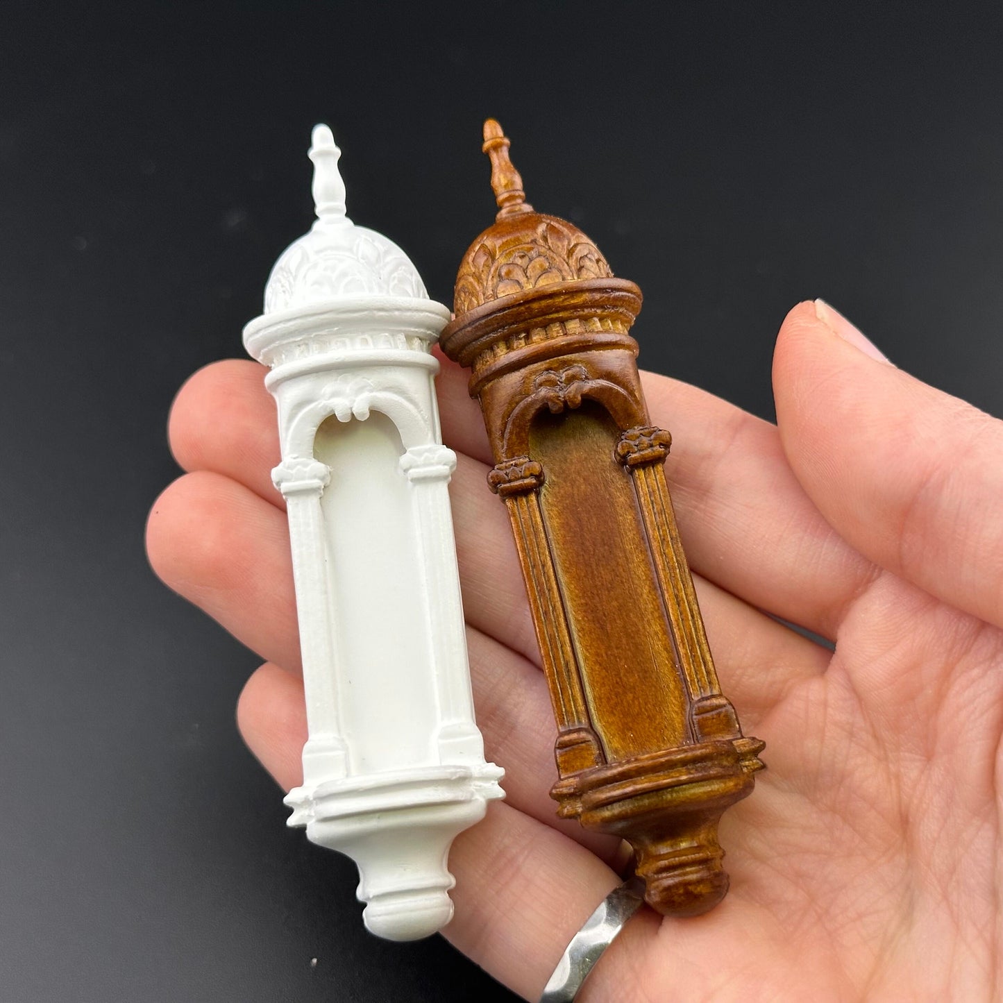 Small Victorian WHITE Carved Wall niche for dollhouse miniatures 1:12 scale wood handcrafted