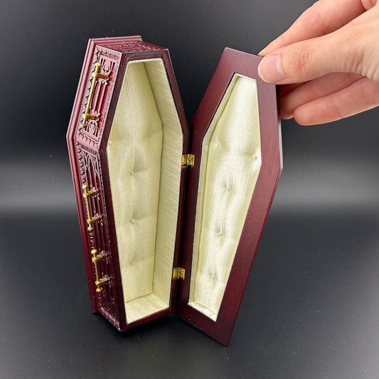 Coffin MH wood top Dollhouse miniature 1:12 scale fit Heidi Ott dolls funeral