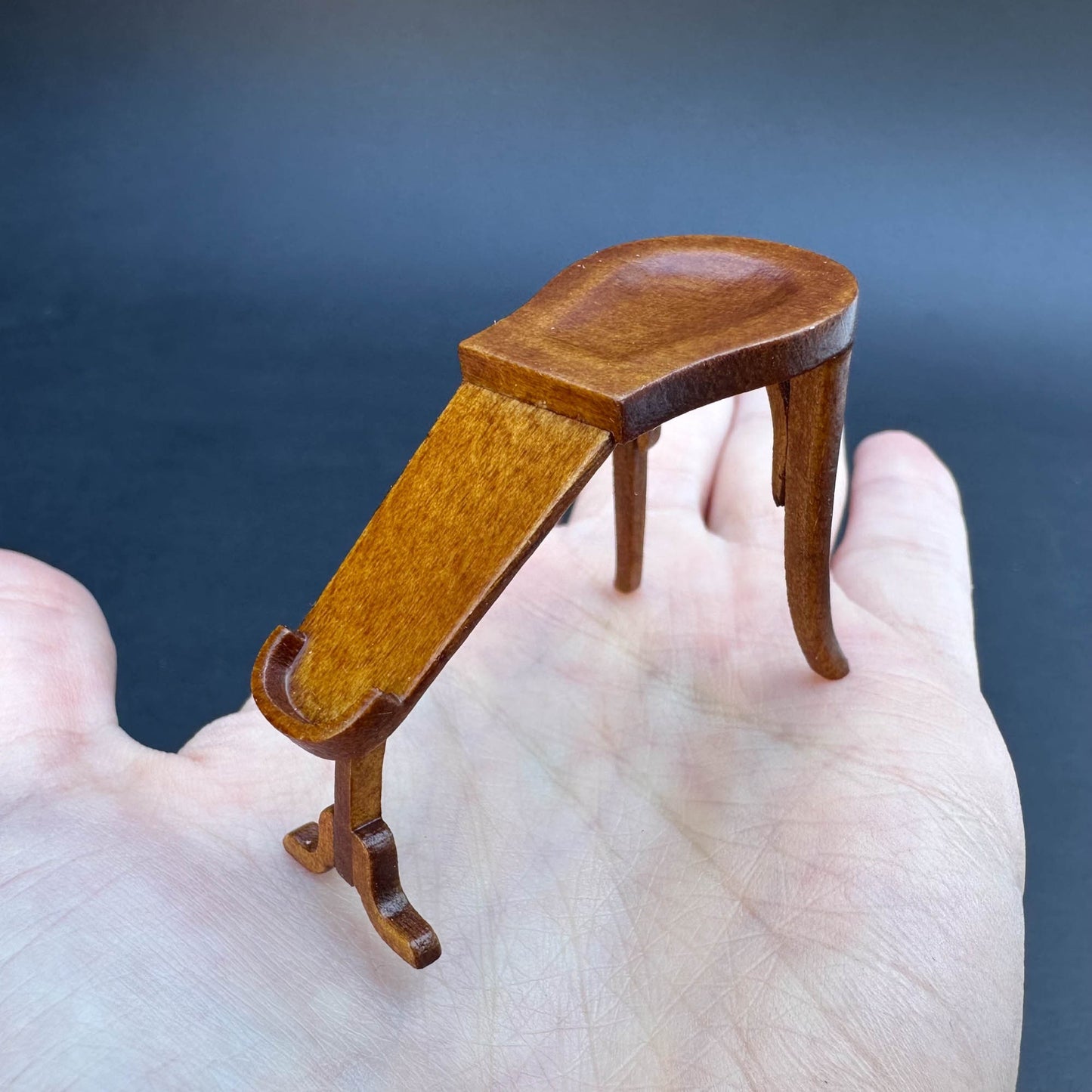 Thonet bentwood Miniature 1:12 scale Circa 1925 Walnut Salesman Sizing Fitting Stool Bench Foot Rest chair for dollhouse shoe shoes feet try