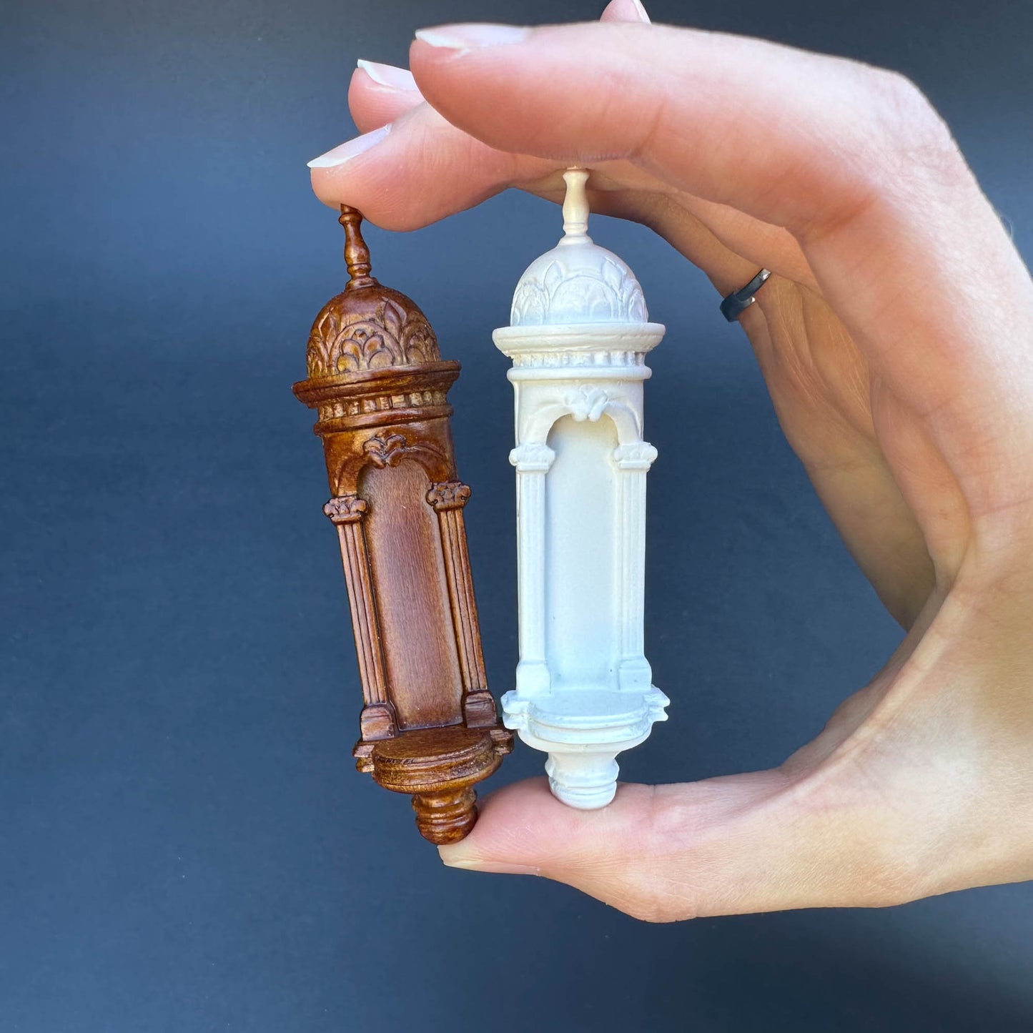 Small Carved Wall WALNUT niche for dollhouse miniatures 1:12 scale handcrafted walnut hanging shelf decorated