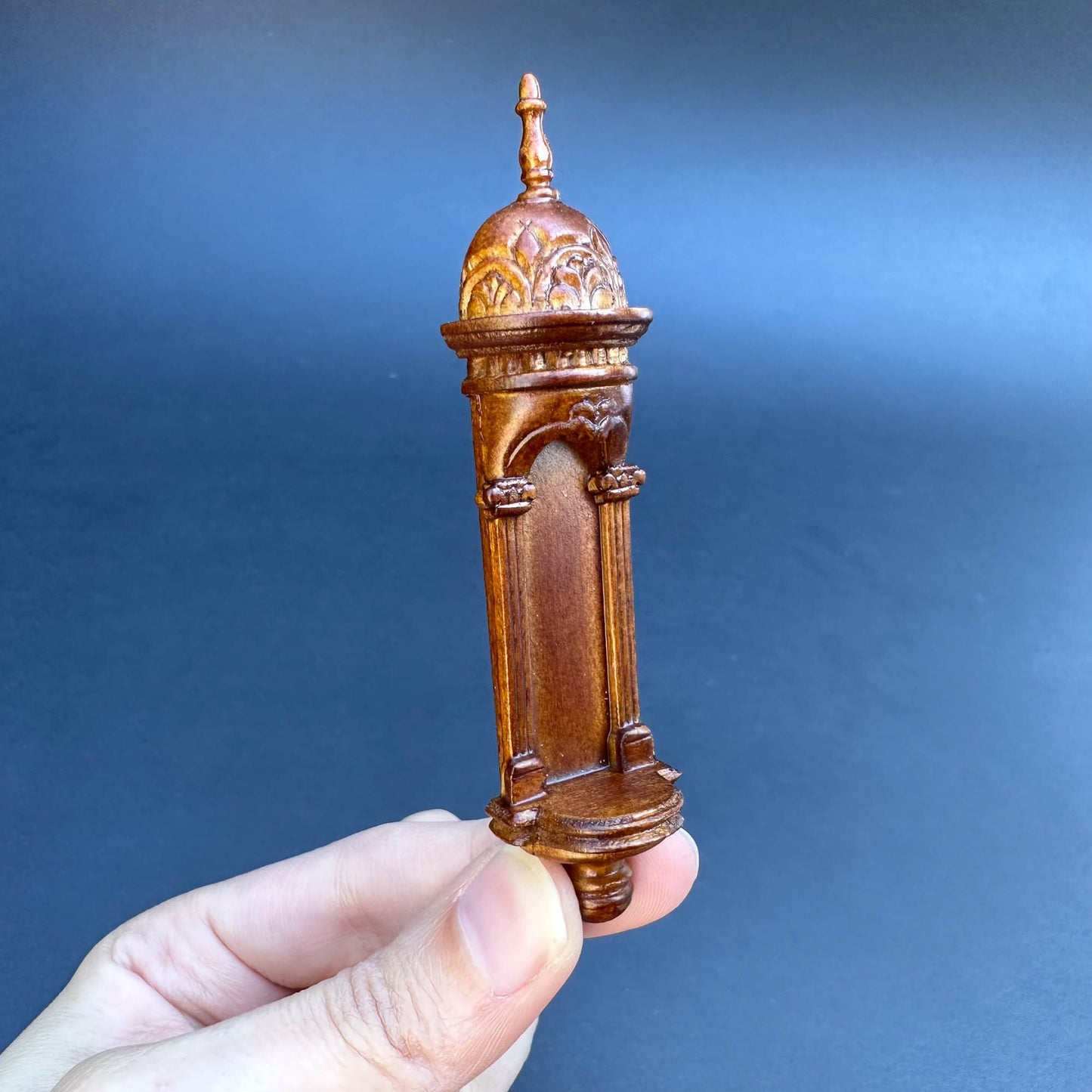 Small Carved Wall WALNUT niche for dollhouse miniatures 1:12 scale handcrafted walnut hanging shelf decorated