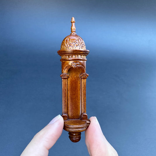 Small Carved Wall WALNUT niche for dollhouse miniatures 1:12 scale handcrafted walnut hanging shelf decorated