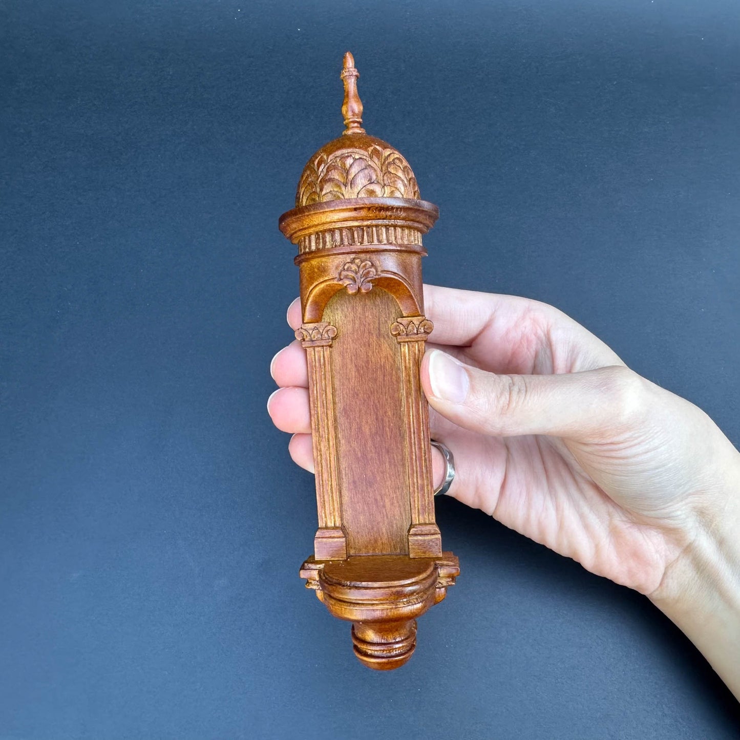 Large Wall niche for dollhouse miniatures 1:12 to 1/6 scales, walnut wall panel wood handcrafted