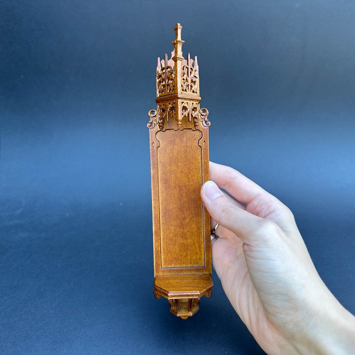A niche for a statue walnut or Mahogany stain wooden Gothic 1:12 or 1/6 scale dollhouse miniature church Handcrafted