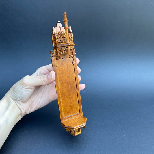A niche for a statue walnut or Mahogany stain wooden Gothic 1:12 or 1/6 scale dollhouse miniature church Handcrafted