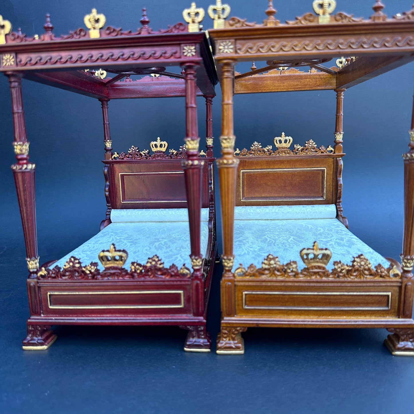 Crispin de Passe Mahogany Renaissance Four-Poster  canopy Bed style 1:12 dollhouse miniature Handcrafted