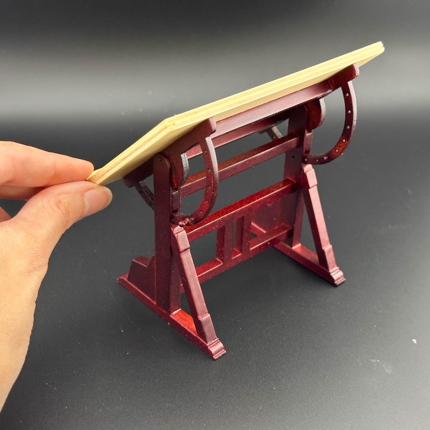 Architect's wooden drafting Drawing table with rulers 1:12 dollhouse miniature engineer designer
