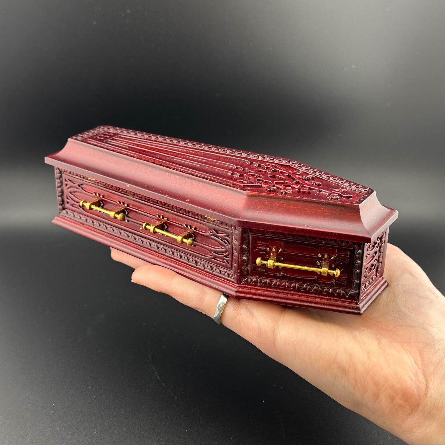 Coffin MH wood top Dollhouse miniature 1:12 scale fit Heidi Ott dolls funeral