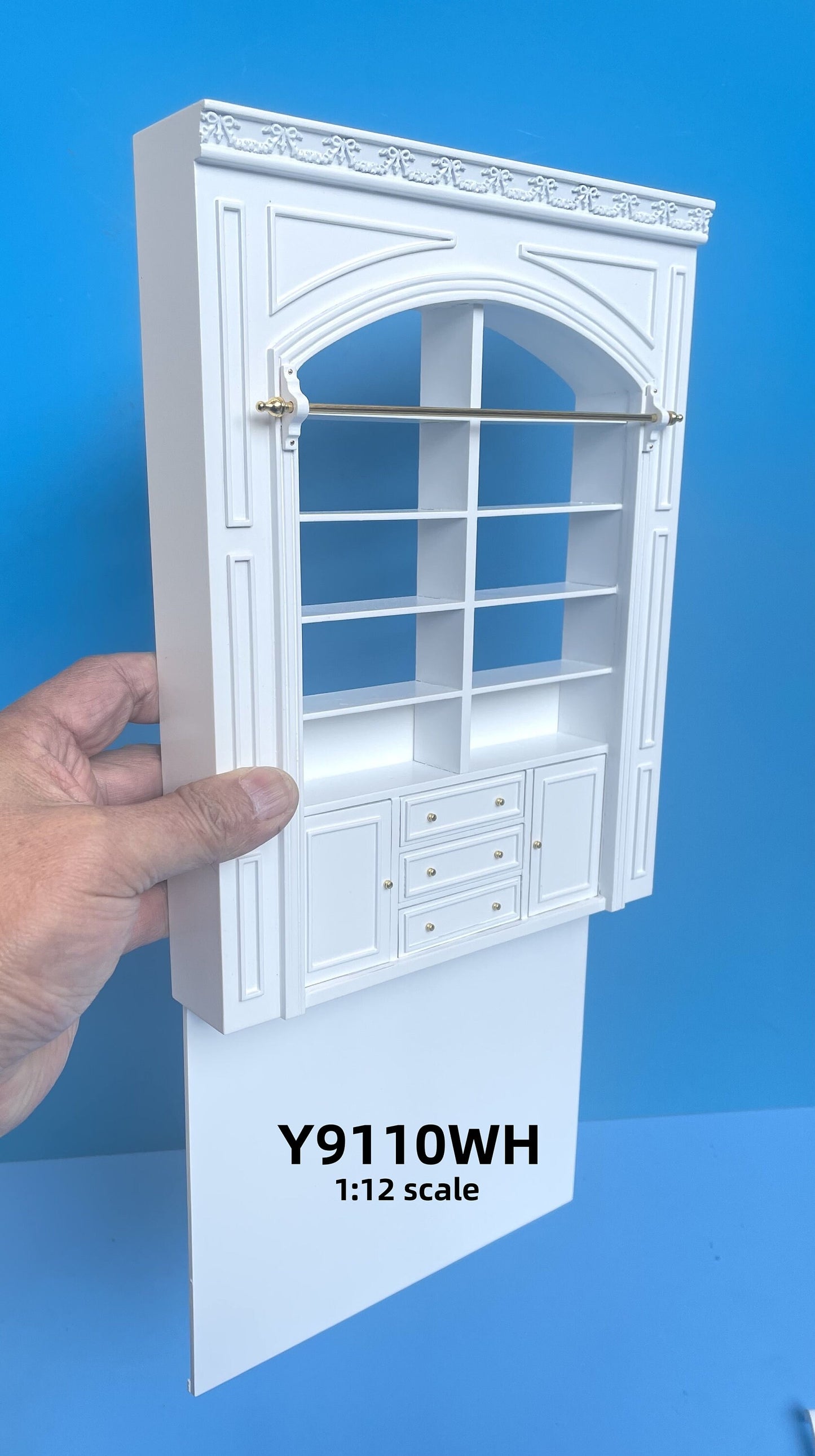 MANOR PANEL shelves unit or Ladder library wall panel 7.5"W 9110 WHITE 1:12 scale dollhouse miniatures  9110