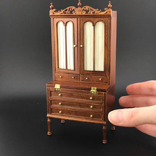 Victorian bookcase folding desk chest of drawers and covert shelves for 1:12 dollhouse miniature shelf table Y2255 WN