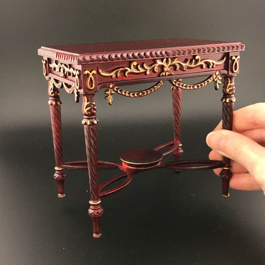 Victorian 1:6 scale Ornate Side Table Dollhouse miniature in Mahogany or White Antique Surface M5403