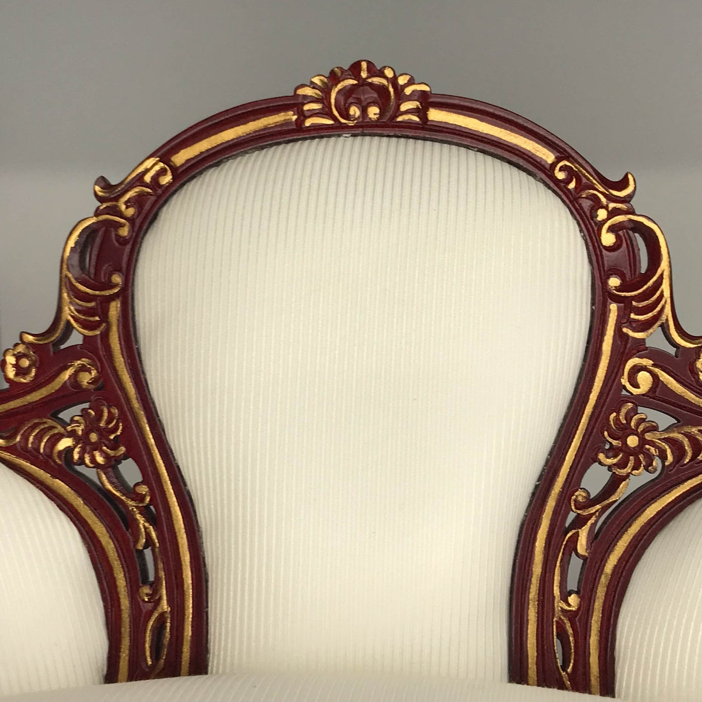 Victorian 1:6 scale Rococo ORNATE armchair or sofa couch for Dollhouse miniature mahogany and gold accents