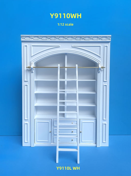 MANOR PANEL shelves shelving unit or Ladder library wall panel  WHITE 1:12 scale dollhouse miniatures  9110 Shelf bookcase