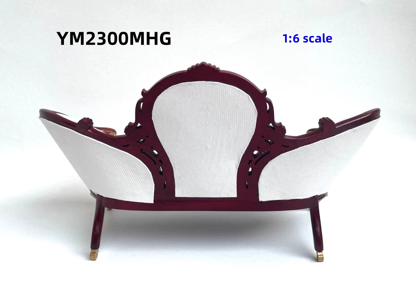 Victorian 1:6 scale Rococo ORNATE armchair or sofa couch for Dollhouse miniature mahogany and gold accents
