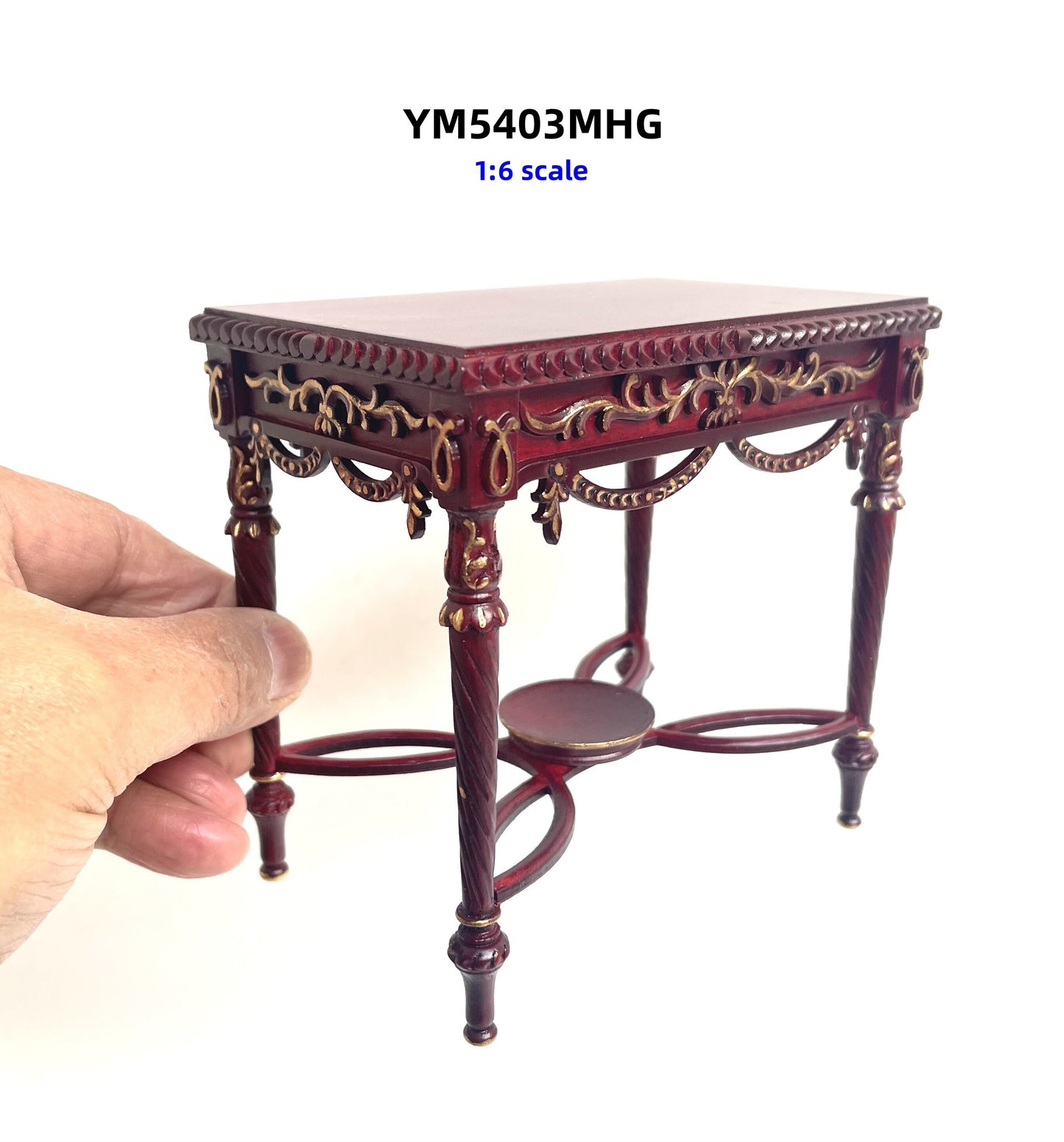 Victorian 1:6 scale Ornate Side Table Dollhouse miniature in Mahogany or White Antique Surface M5403