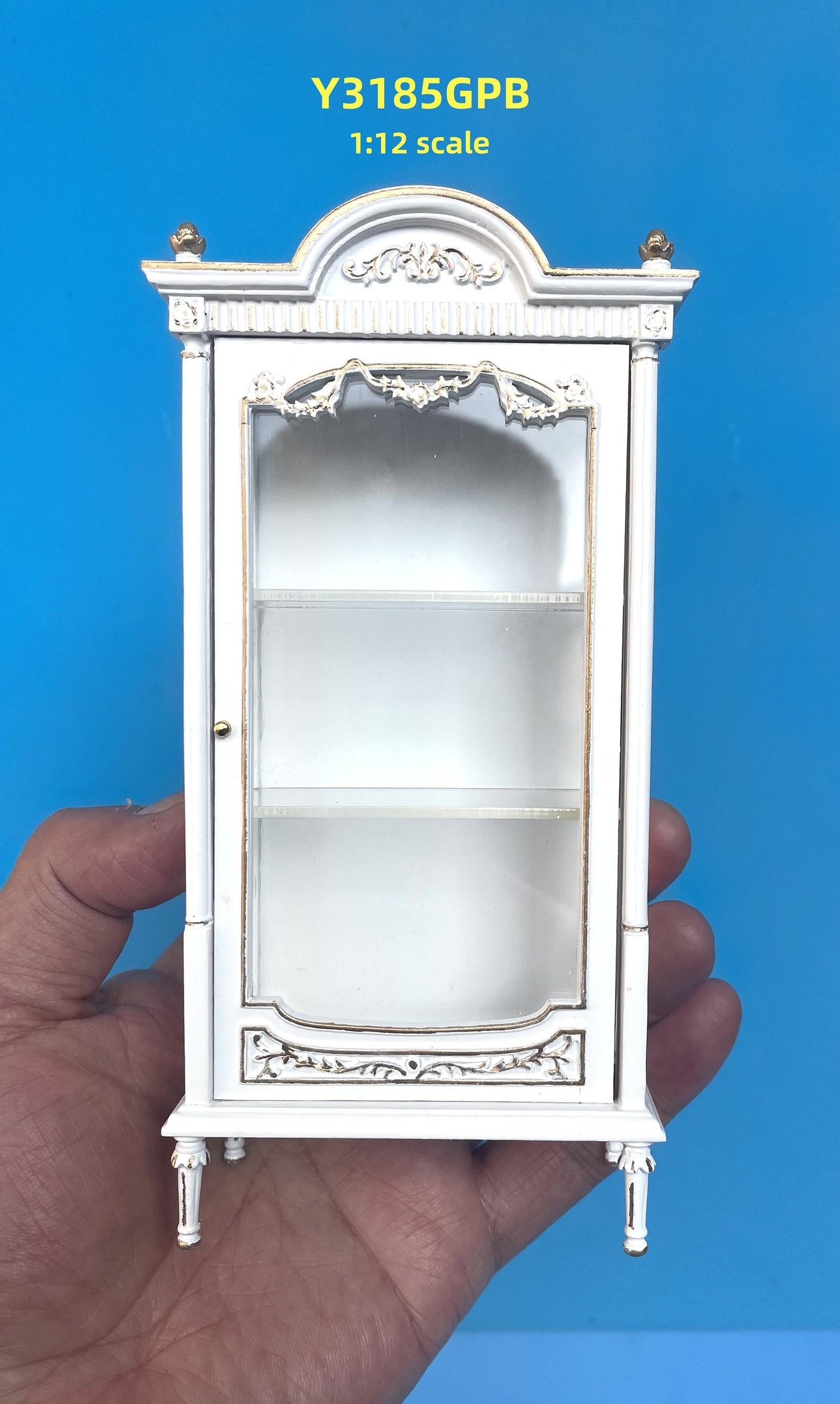 Victorian Showcase Antique Art Nouveau Cabinet Display for 1:12 scale Dollhouse Miniature Glass Showcase Mahogany or White Y3185