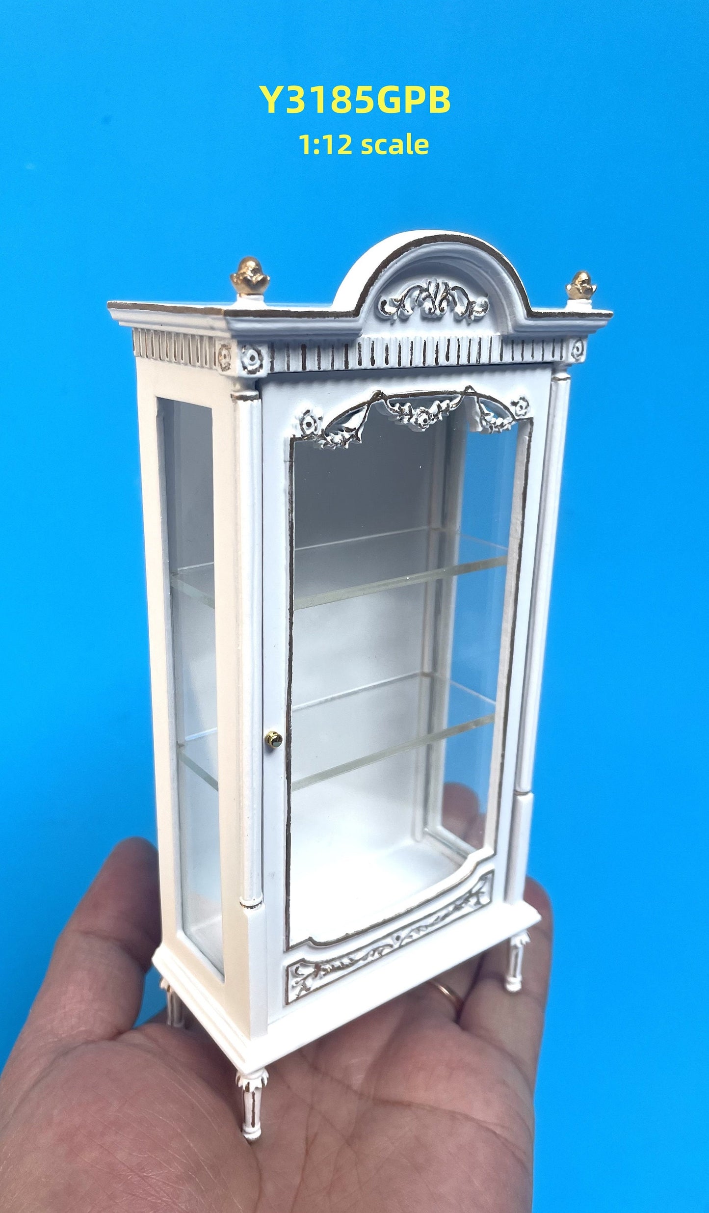 Victorian Showcase Antique Art Nouveau Cabinet Display for 1:12 scale Dollhouse Miniature Glass Showcase Mahogany or White Y3185