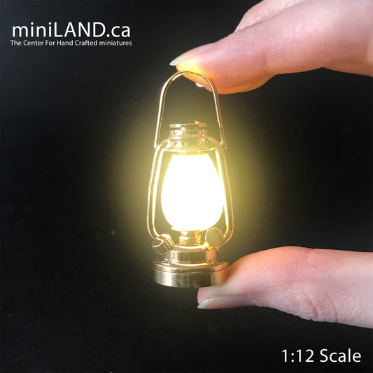 1/6 1:6 Lamp BRASS light Super Bright oil lamp Dollhouse miniature lantern  battery operated LED