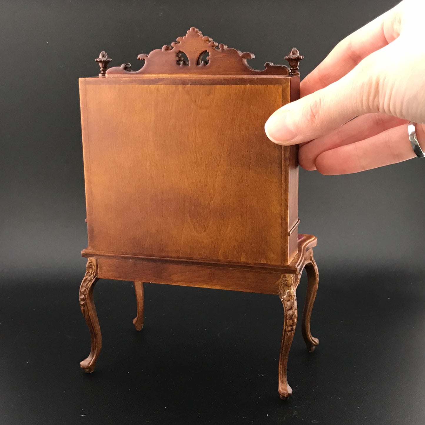 Victorian French SHOWCASE desk unit for 1:12 dollhouse miniature shelf shelving unit table drawers walnut bookcase V4083 WN