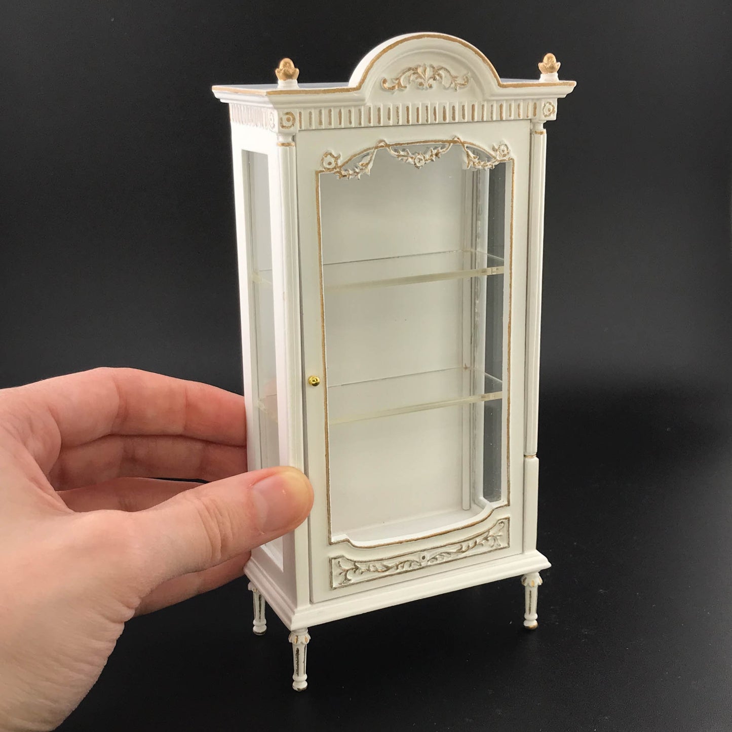 Victorian Showcase Antique Art Nouveau Cabinet Display for 1:12 scale Dollhouse Miniature Glass Showcase Mahogany or White Y3185