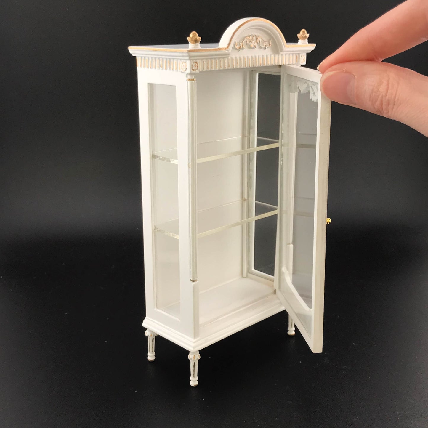 Victorian Showcase Antique Art Nouveau Cabinet Display for 1:12 scale Dollhouse Miniature Glass Showcase Mahogany or White Y3185