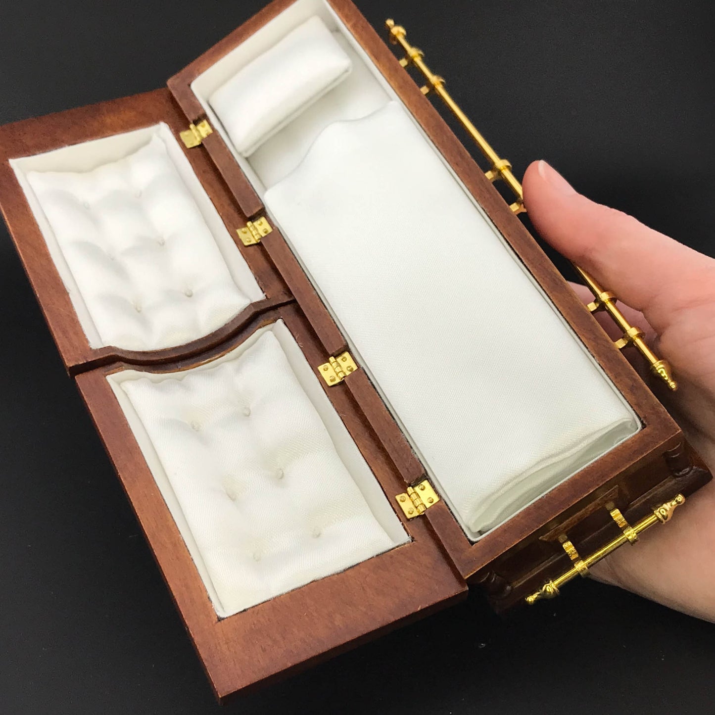 1:12  Wooden miniature coffin casket WALNUT color for dollhouse Funeral buried