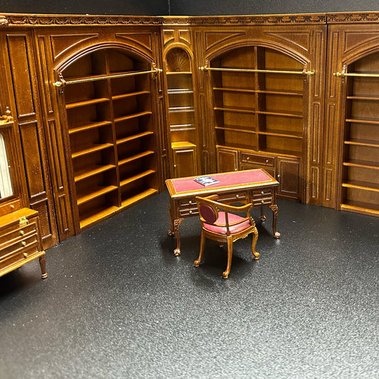 MANOR PANEL shelves shelving unit or Ladder library wall panel  WALNUT 1:12 scale dollhouse miniatures  9110 Shelf bookcase