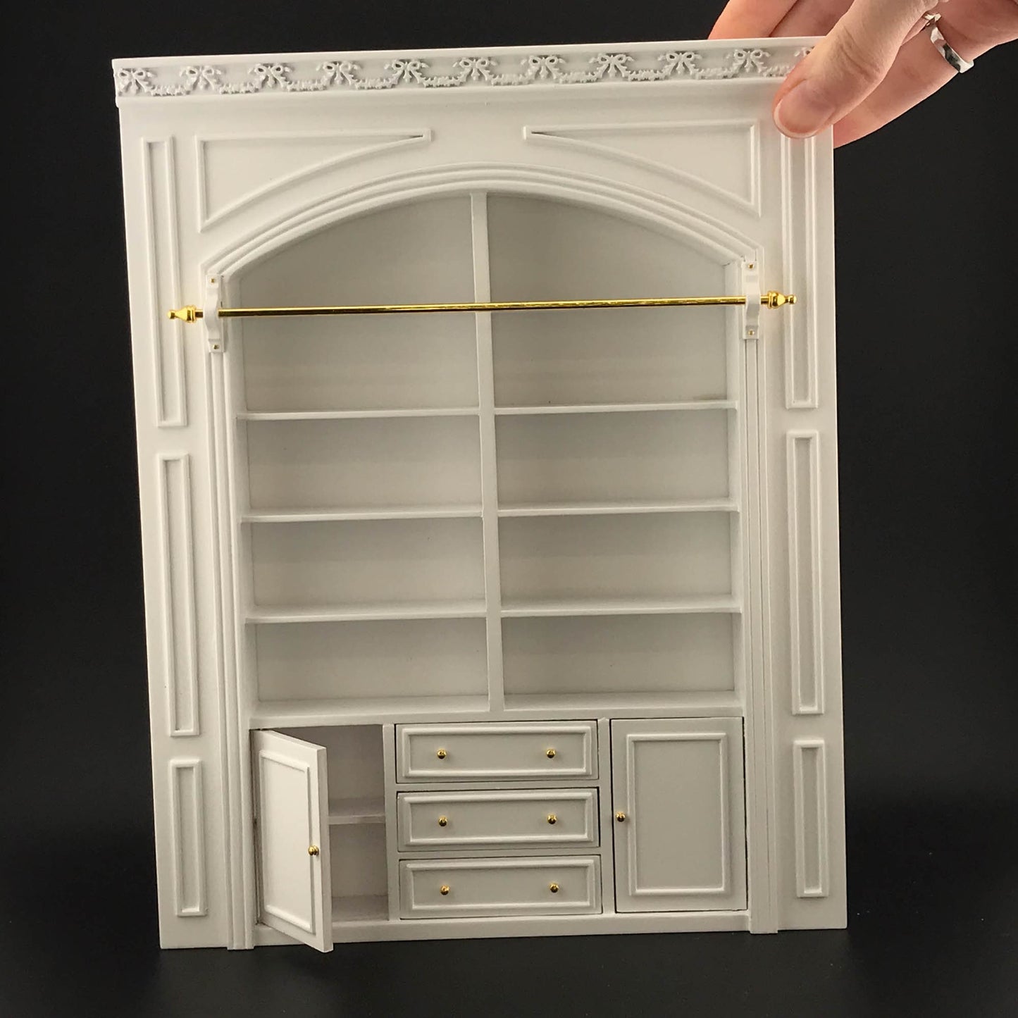 MANOR PANEL shelves shelving unit or Ladder library wall panel  WHITE 1:12 scale dollhouse miniatures  9110 Shelf bookcase