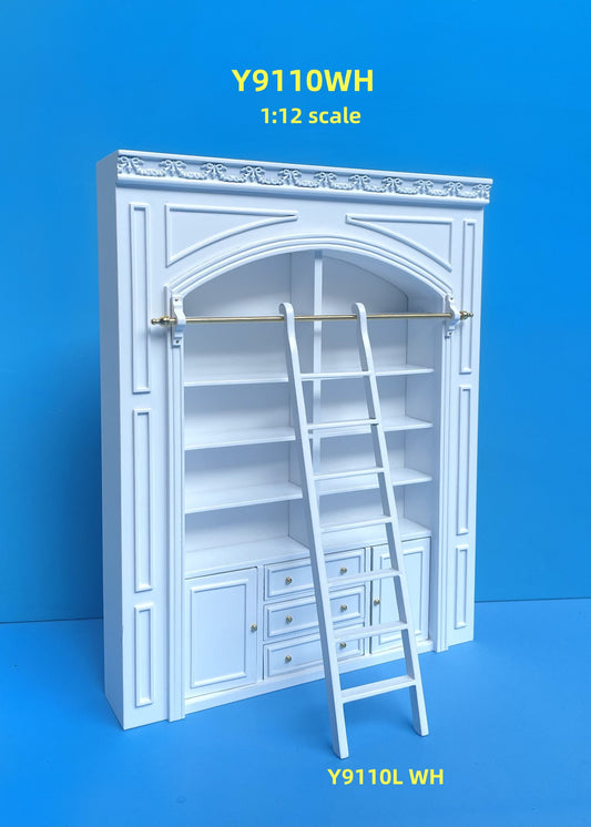 MANOR PANEL shelves shelving unit or Ladder library wall panel  WHITE 1:12 scale dollhouse miniatures  9110 Shelf bookcase